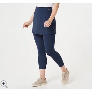 Zuda Womens Z-Move Cropped Skirted Leggings Navy XXL Athleisure Plus Tennis Golf